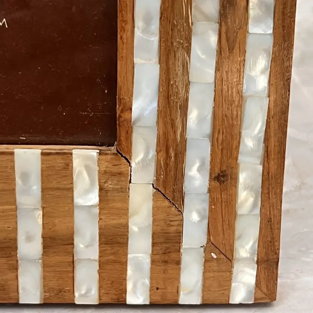 Two's Company Mother Of Pearl Wood Striped inlaid 4X6
